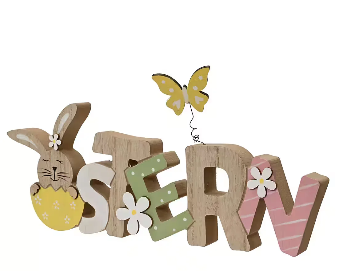 DECORIS SEASON DECORATIONS Osterfigur Schriftzug Ostern Holz 11x29 cm