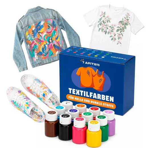 7 ARTISTS Textilfarbe Set waschmaschinenfest Stoffmalfarben waschfest