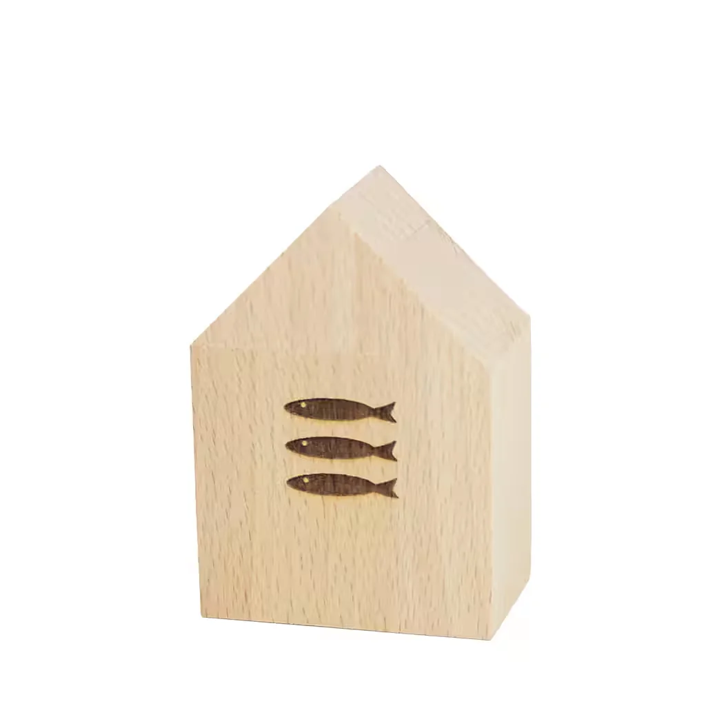BOW & HUMMINGBIRD Deko-Holzhaus Fische aus nachhaltigem Buchenholz