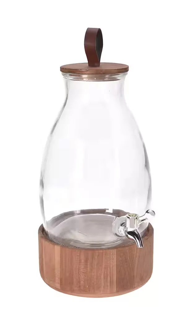 Spetebo Getränkespender aus Glas mit Holzständer 5,5 L