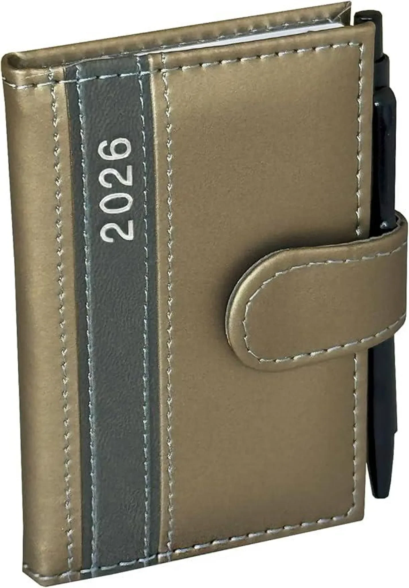 Taschenkalender 2026 DIN A7 – Taupe, inkl. Kugelschreiber