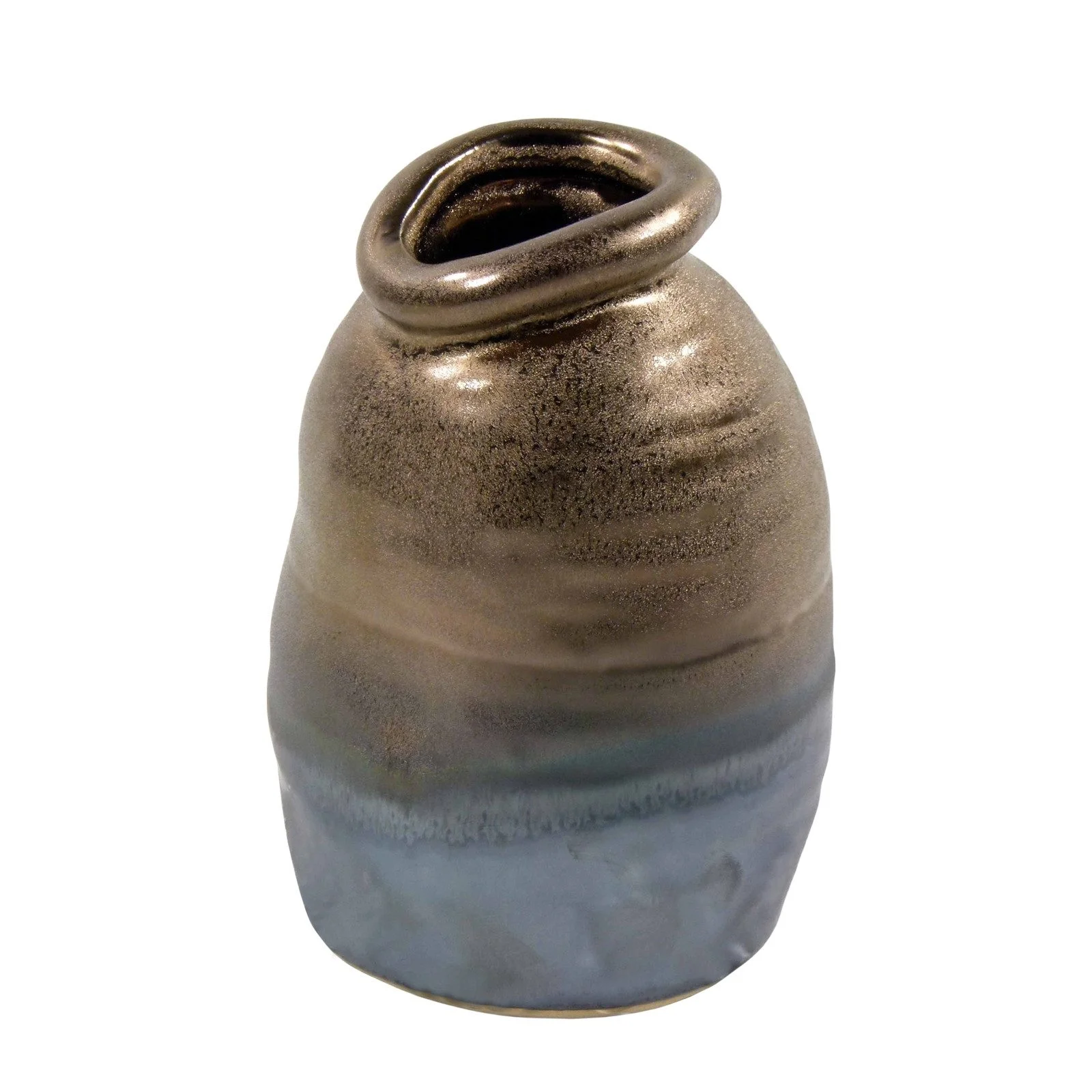 Dekovase „Atlantik“ – Keramik, Petrol & Gold