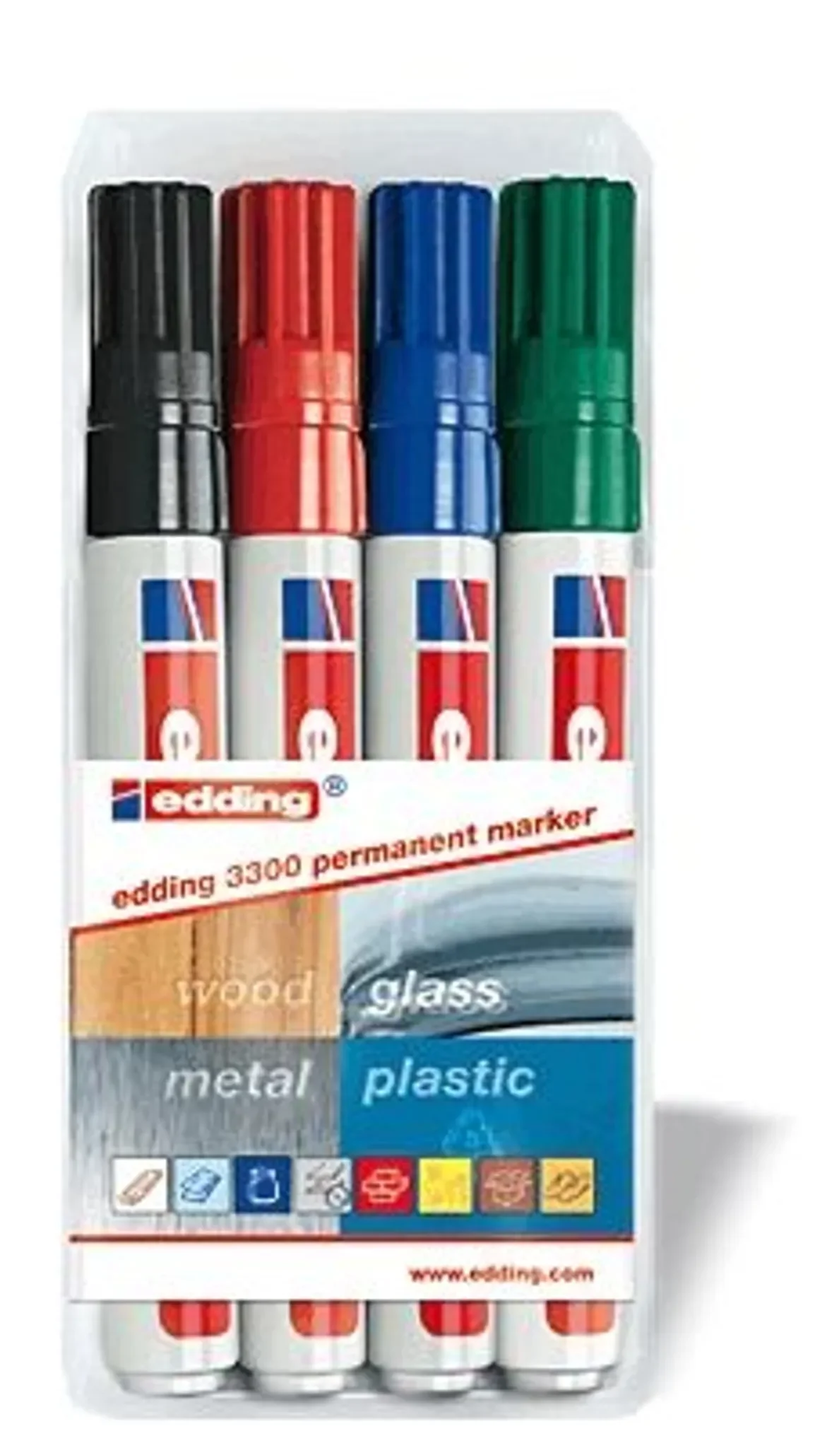 Permanentmarker-Set 3300 – 4 Farben, Keilspitze 1–5 mm