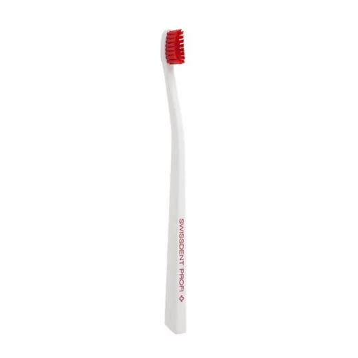 SWISSDENT Zahnbürste Profi Colours soft medium Weiss Rot