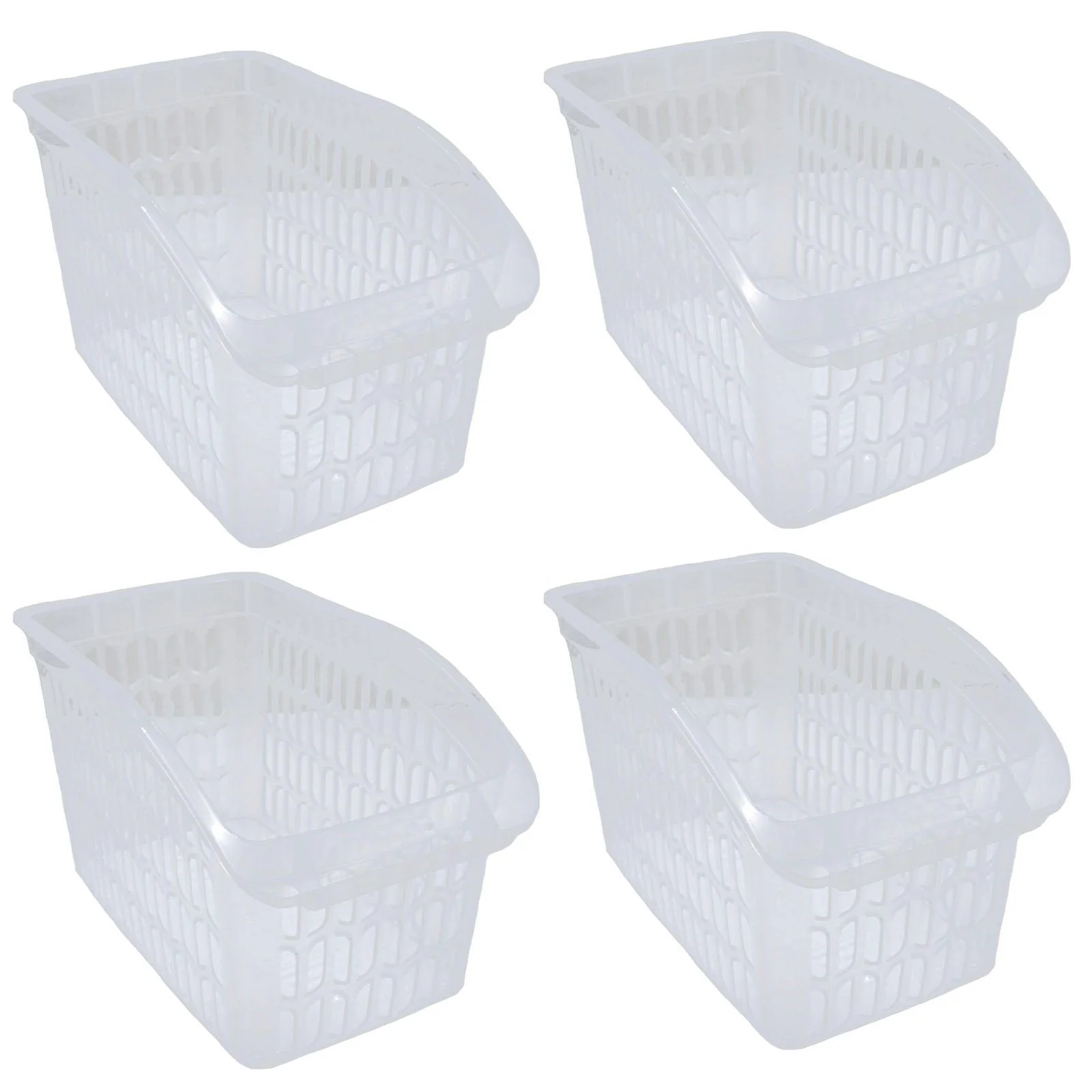 HAC24 Aufbewahrungskörbe Kunststoff Set 4 Transparent 17,5x29x17,5 cm