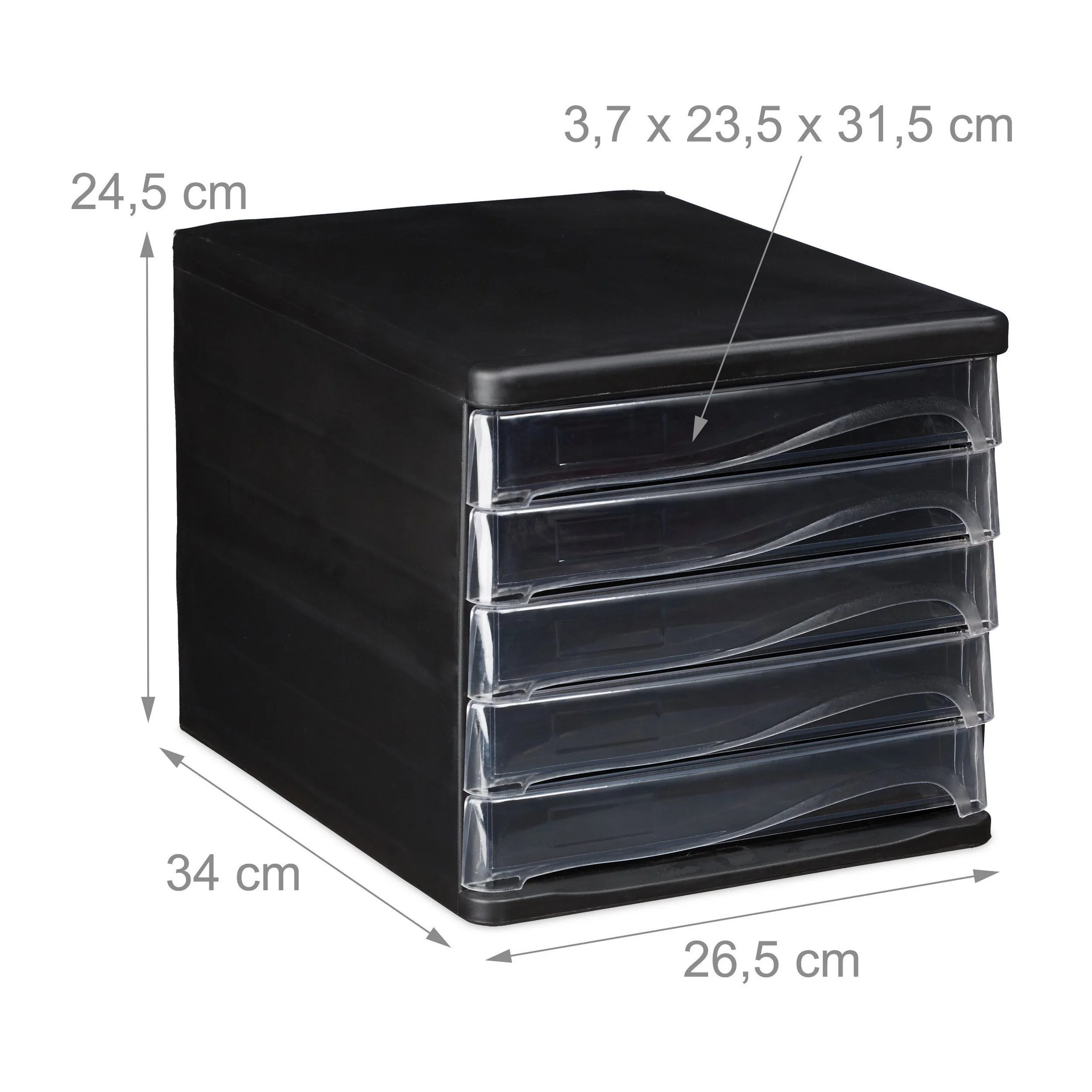 Relaxdays Schubladenbox mit 5 Fächern Büro Organizer Dokumentenablage