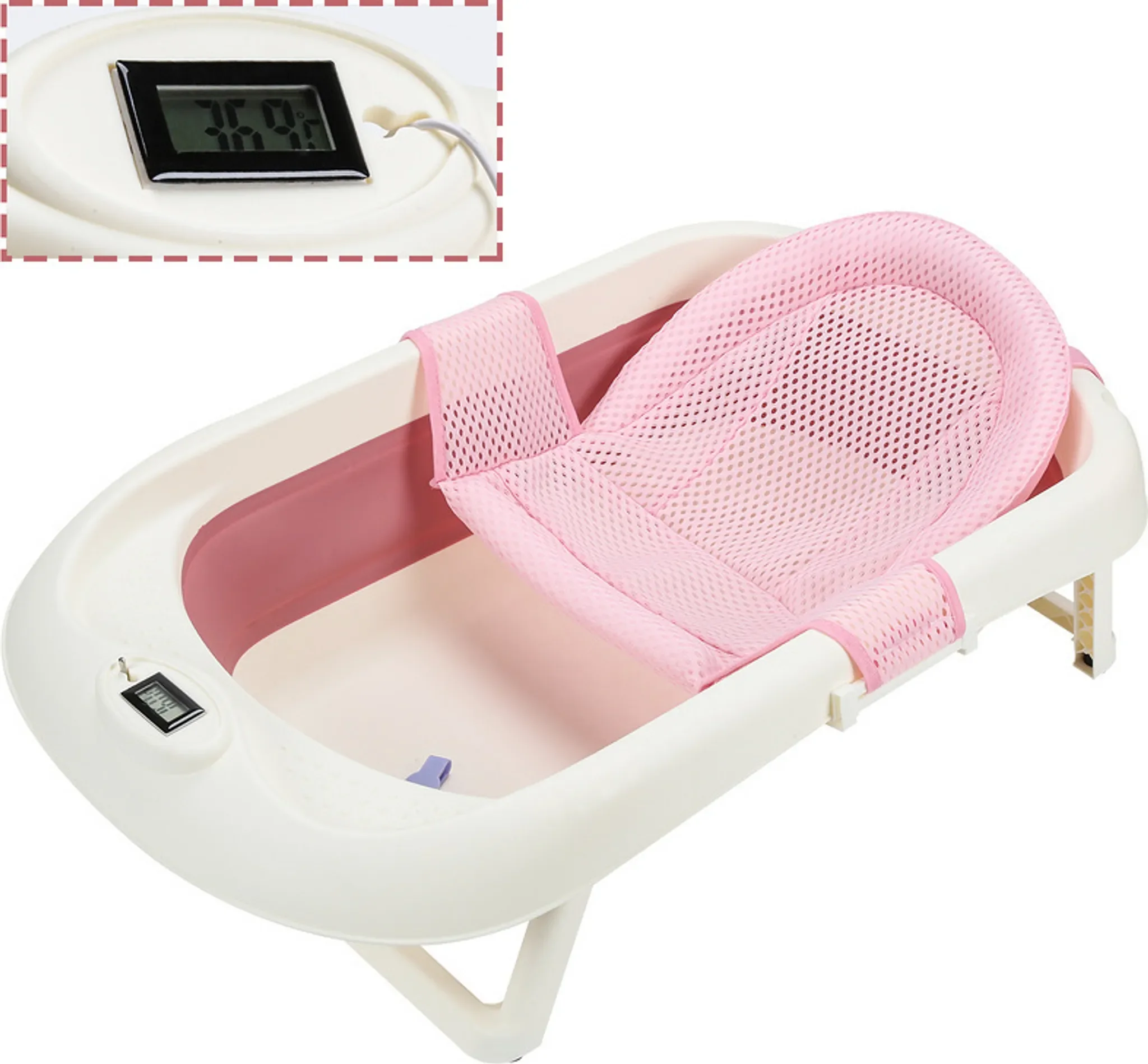 CLANMACY Babywanne 3-in-1 rutschfest mit Sicherheitsnetz Abfluss