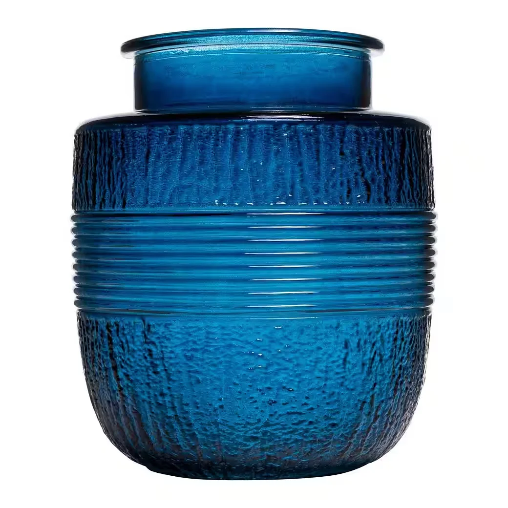 INNA-GLAS Glasvase Marisela blau klar 18 cm Durchmesser 15,5 cm