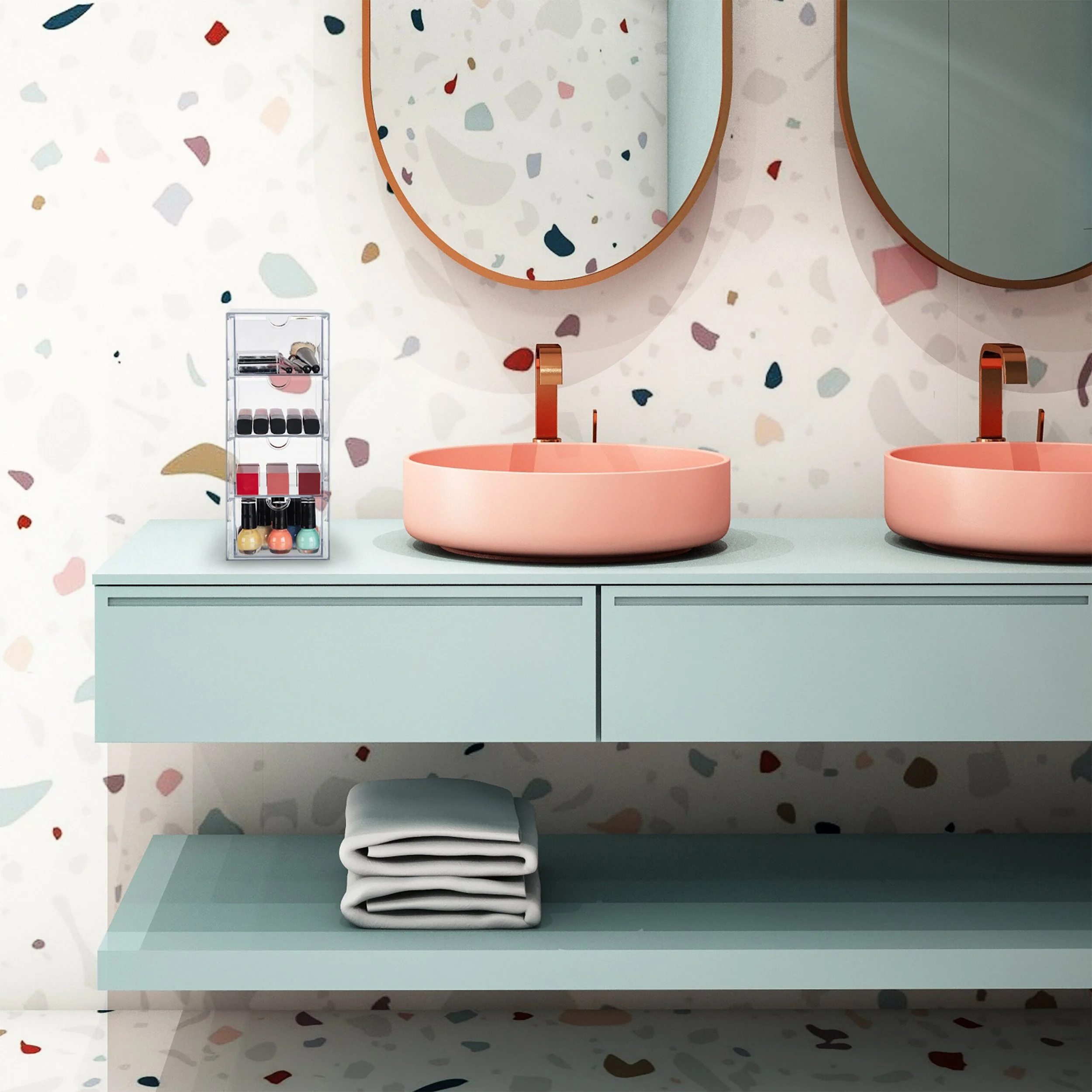 Relaxdays Schubladenbox mit 4 Fächern Büro Organizer